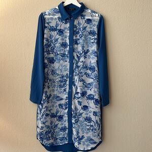 Miss Ipekyol Floral Shirt Dress with Long Sleeves Size 6
